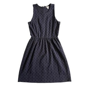 J. Crew Factory Women's Size Small Black Sleeveless Clip Dot Fit & Flare Dress